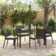 Afuera Living Contemporary 5 Piece Rattan Garden Dining Set in Black