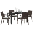 Afuera Living Contemporary 5 Piece Rattan Garden Dining Set in Black