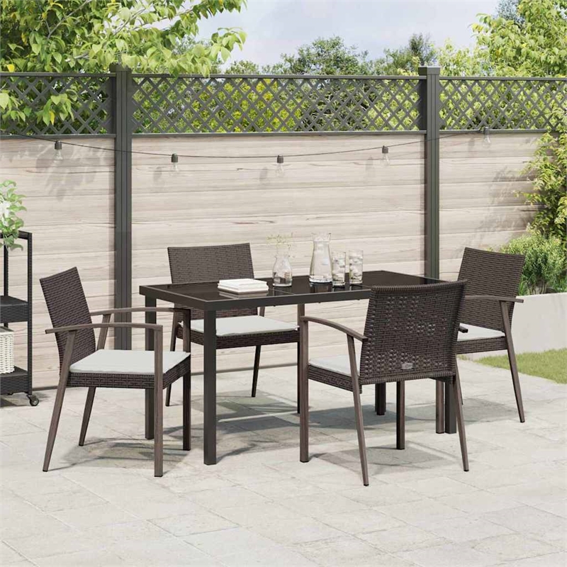 Afuera Living Contemporary 5 Piece Rattan Garden Dining Set in Black