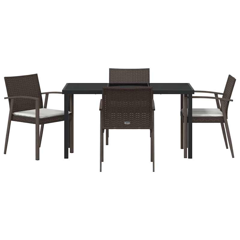 Afuera Living Contemporary 5 Piece Rattan Garden Dining Set in Black