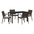 Afuera Living Contemporary 5 Piece Rattan Garden Dining Set in Black