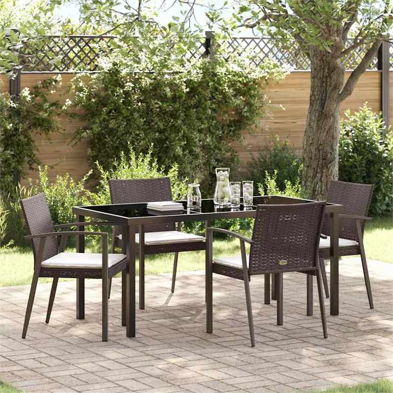 Afuera Living Contemporary 5 Piece Rattan Garden Dining Set in Black