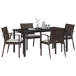 Afuera Living Contemporary 5 Piece Rattan Garden Dining Set in Black