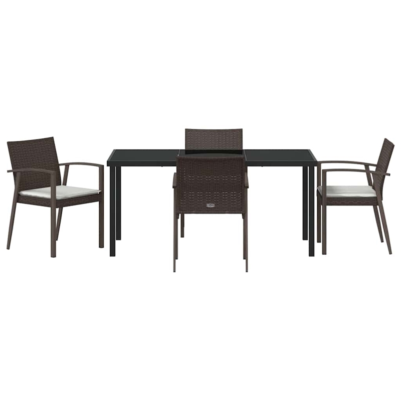 Afuera Living Contemporary 5 Piece Rattan Garden Dining Set in Black