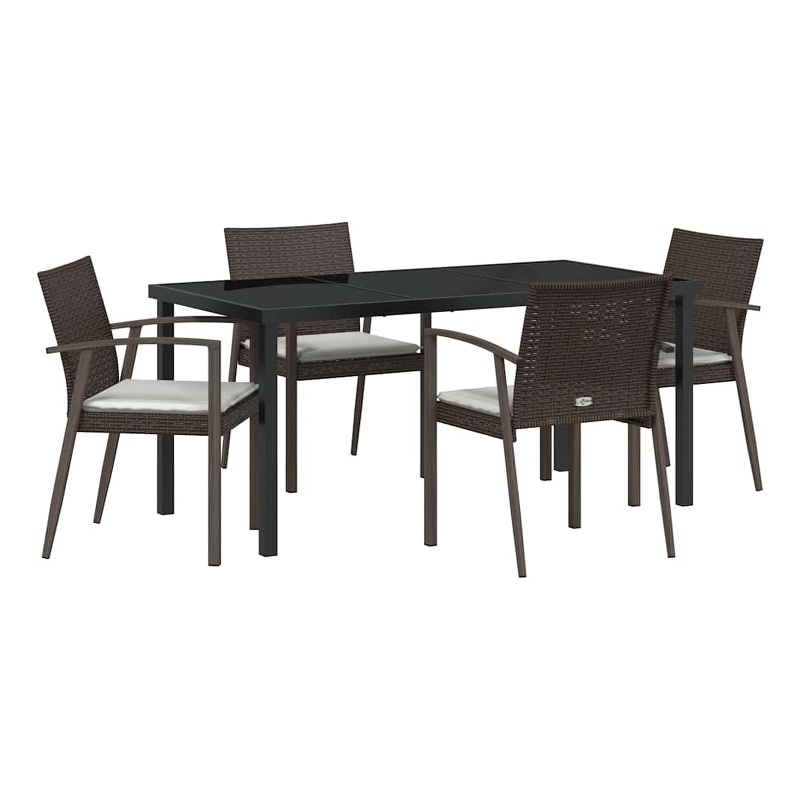 Afuera Living Contemporary 5 Piece Rattan Garden Dining Set in Black