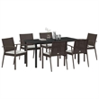 Afuera Living Contemporary 7 Piece Rattan Garden Dining Set in Black