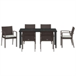 Afuera Living Contemporary 7 Piece Rattan Garden Dining Set in Black