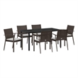 Afuera Living Contemporary 7 Piece Rattan Garden Dining Set in Black