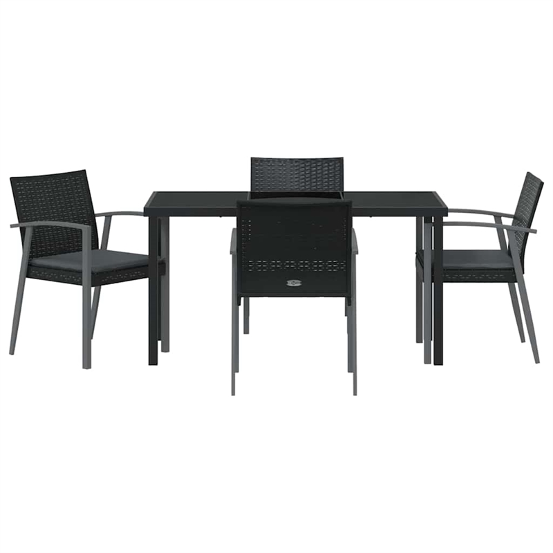 Afuera Living Contemporary 5 Piece Rattan Garden Dining Set in Black
