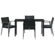 Afuera Living Contemporary 5 Piece Rattan Garden Dining Set in Black