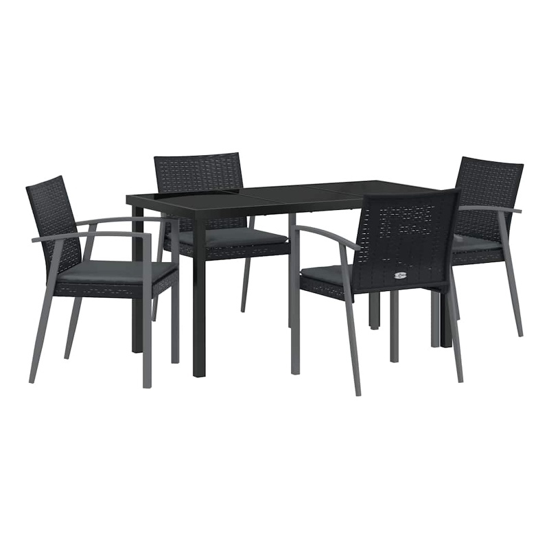 Afuera Living Contemporary 5 Piece Rattan Garden Dining Set in Black