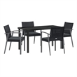 Afuera Living Contemporary 5 Piece Rattan Garden Dining Set in Black