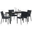 Afuera Living Contemporary 5 Piece Rattan Garden Dining Set in Black