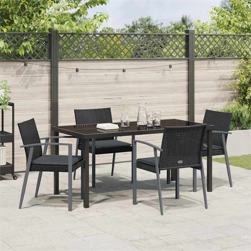 Afuera Living Contemporary 5 Piece Rattan Garden Dining Set in Black