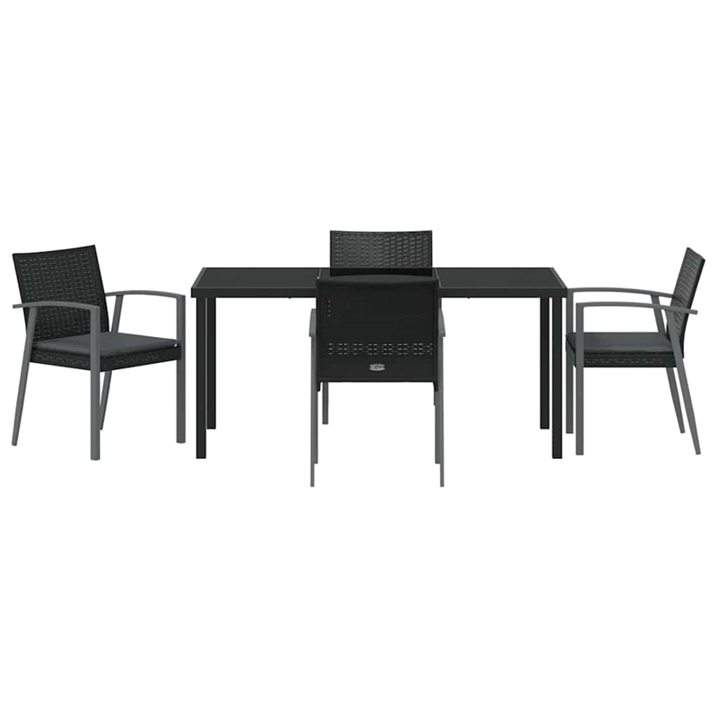 Afuera Living Contemporary 5 Piece Rattan Garden Dining Set in Black