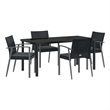 Afuera Living Contemporary 5 Piece Rattan Garden Dining Set in Black