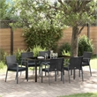 Afuera Living Contemporary 7 Piece Rattan Garden Dining Set in Black