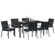 Afuera Living Contemporary 7 Piece Rattan Garden Dining Set in Black