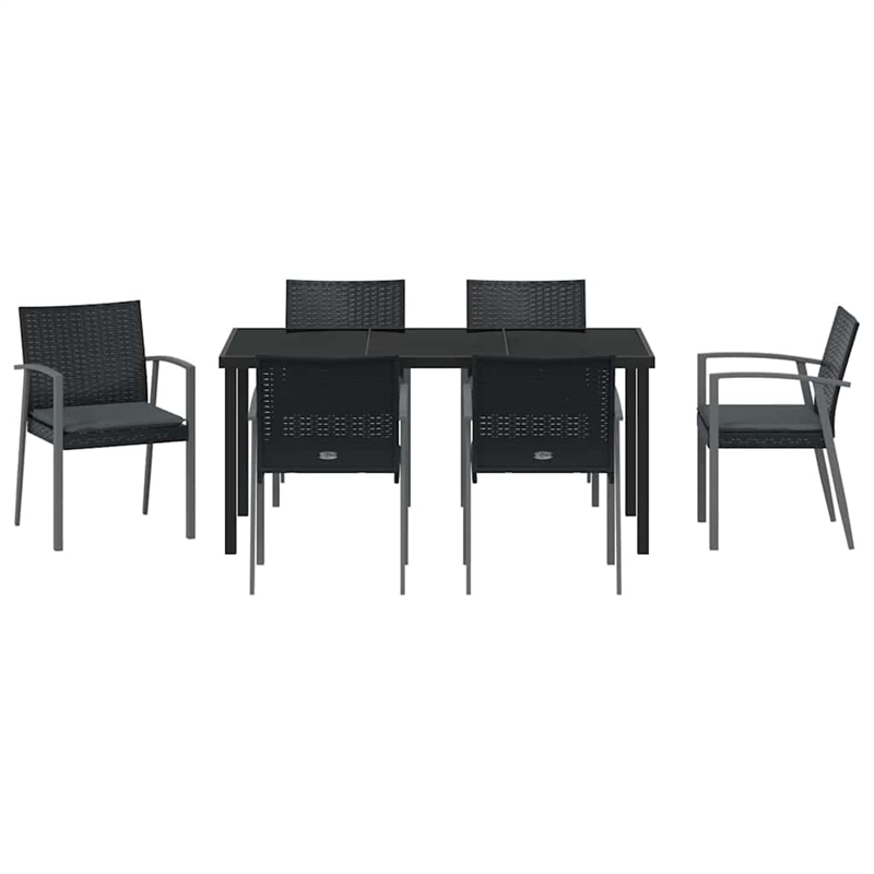 Afuera Living Contemporary 7 Piece Rattan Garden Dining Set in Black