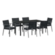 Afuera Living Contemporary 7 Piece Rattan Garden Dining Set in Black