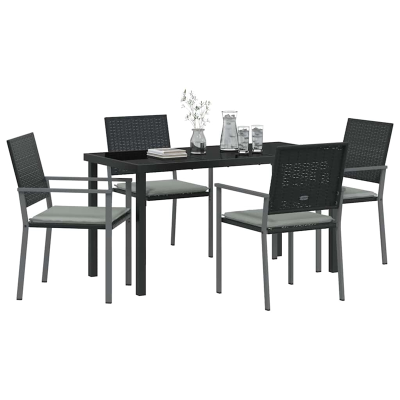 Afuera Living 5 Piece Rattan Garden Dining Set in Anthracite