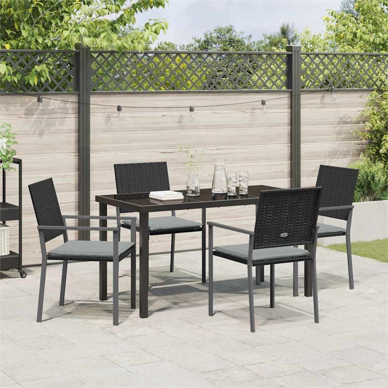 Afuera Living 5 Piece Rattan Garden Dining Set in Anthracite