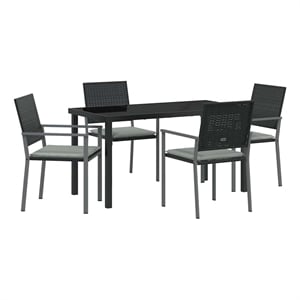 Afuera Living 5 Piece Rattan Garden Dining Set in Anthracite