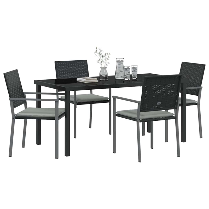 Afuera Living 5 Piece Rattan Garden Dining Set in Anthracite