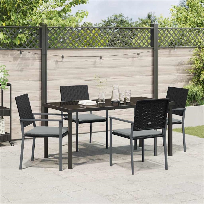 Afuera Living 5 Piece Rattan Garden Dining Set in Anthracite