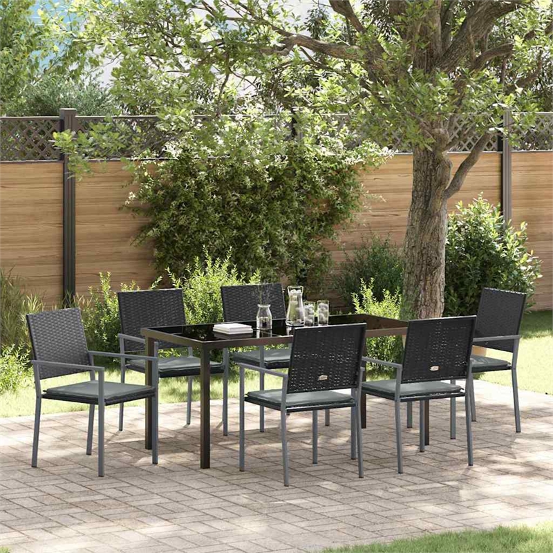 Afuera Living 7 Piece Rattan Garden Dining Set in Anthracite
