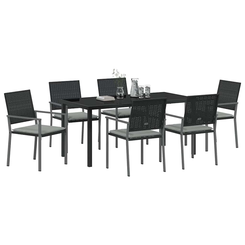 Afuera Living 7 Piece Rattan Garden Dining Set in Anthracite