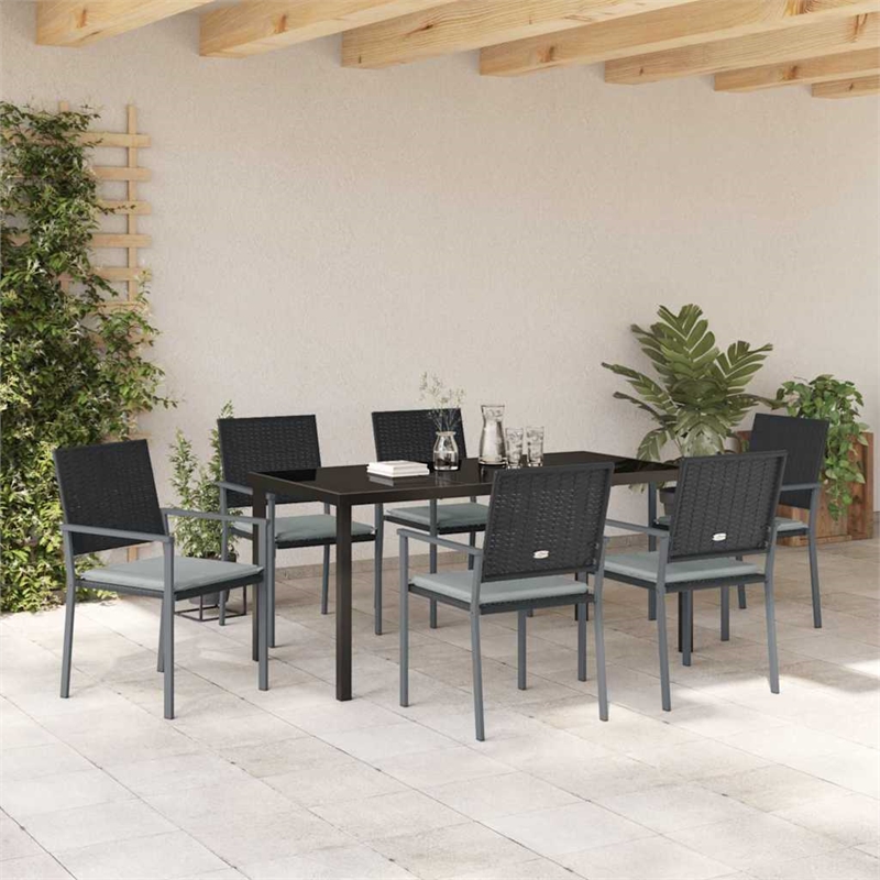 Afuera Living 7 Piece Rattan Garden Dining Set in Anthracite