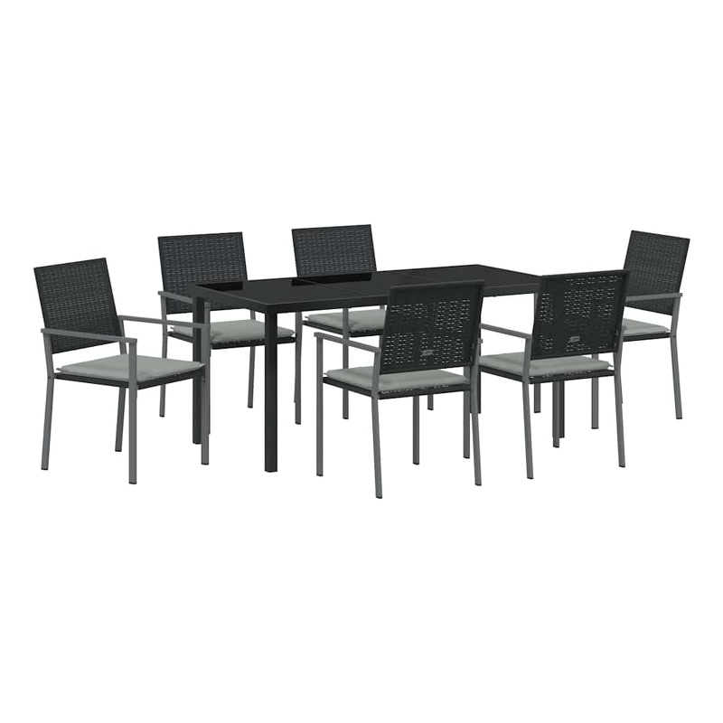 Afuera Living 7 Piece Rattan Garden Dining Set in Anthracite