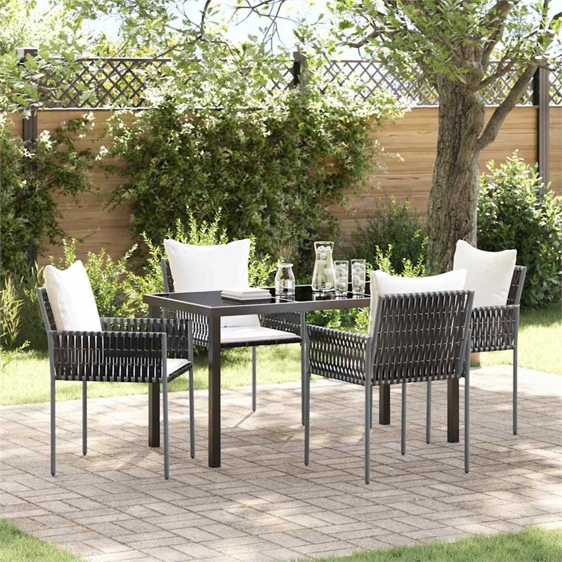 Afuera Living 5 Piece Poly Rattan Garden Dining Set in Black