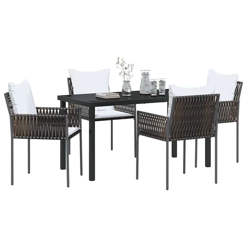 Afuera Living 5 Piece Poly Rattan Garden Dining Set in Black