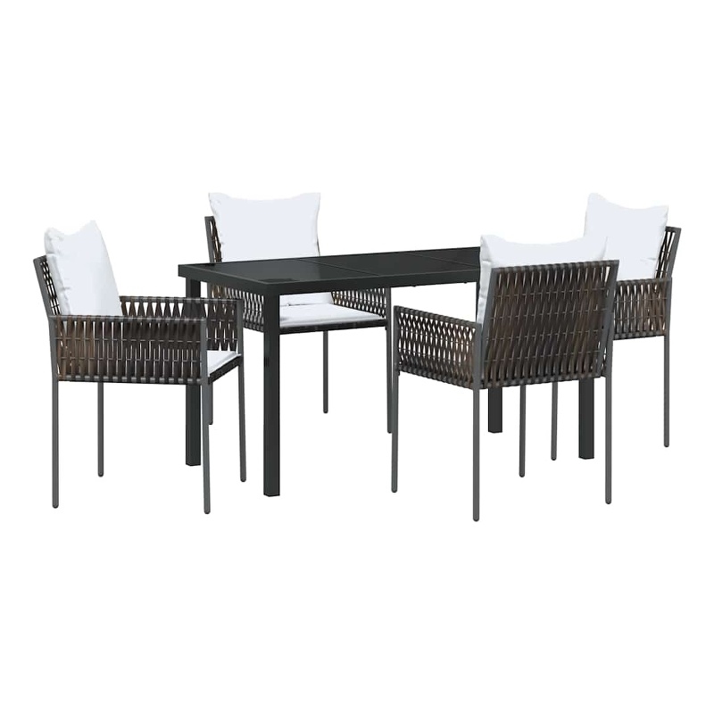 Afuera Living 5 Piece Poly Rattan Garden Dining Set in Black