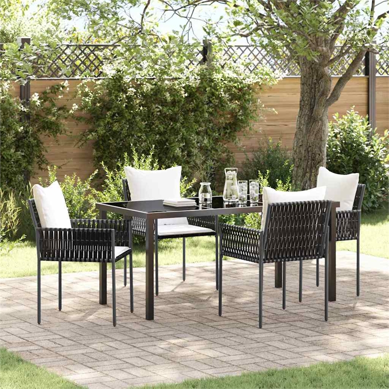 Afuera Living 5 Piece Poly Rattan Garden Dining Set in Black