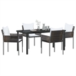 Afuera Living 5 Piece Poly Rattan Garden Dining Set in Black