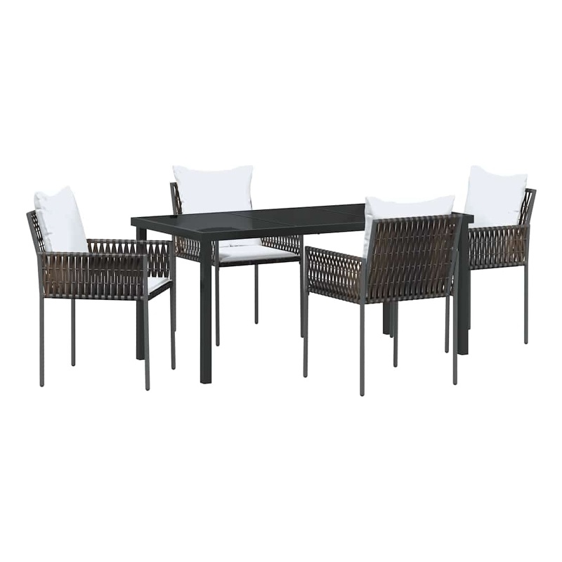 Afuera Living 5 Piece Poly Rattan Garden Dining Set in Black