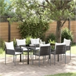 Afuera Living 7 Piece Poly Rattan Garden Dining Set in Black