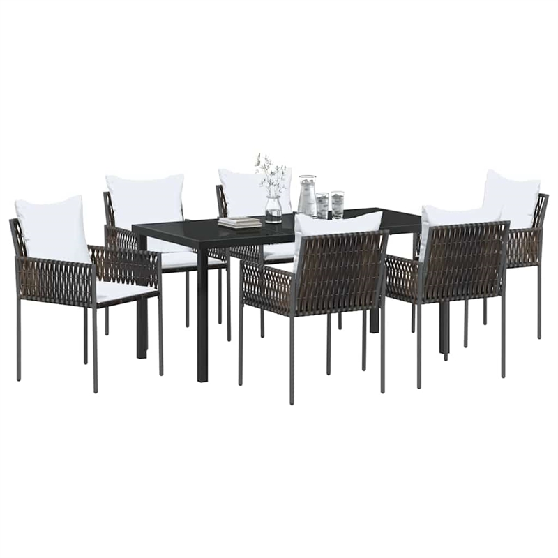 Afuera Living 7 Piece Poly Rattan Garden Dining Set in Black