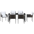 Afuera Living 7 Piece Poly Rattan Garden Dining Set in Black