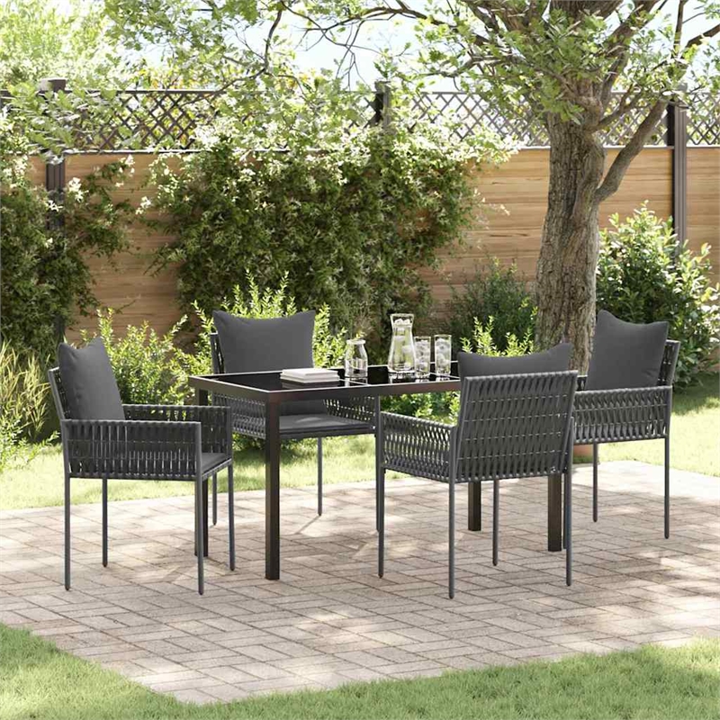 Afuera Living 5 Piece Poly Rattan Garden Dining Set in Black