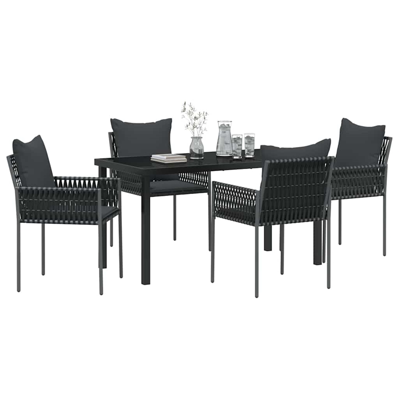 Afuera Living 5 Piece Poly Rattan Garden Dining Set in Black