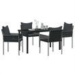 Afuera Living 5 Piece Poly Rattan Garden Dining Set in Black