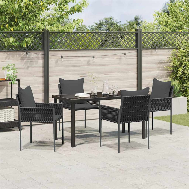 Afuera Living 5 Piece Poly Rattan Garden Dining Set in Black
