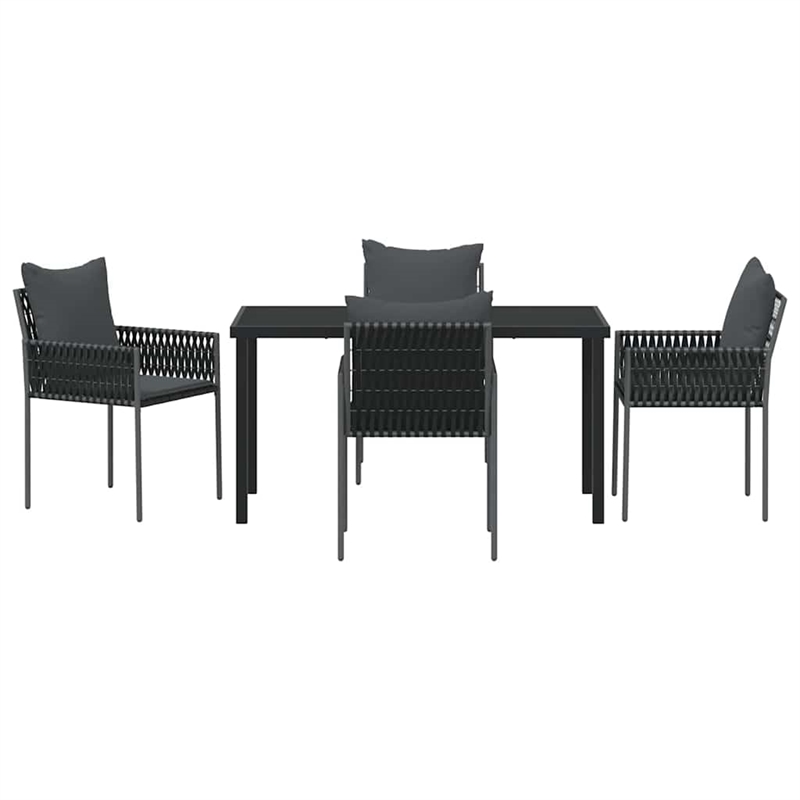 Afuera Living 5 Piece Poly Rattan Garden Dining Set in Black