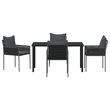 Afuera Living 5 Piece Poly Rattan Garden Dining Set in Black