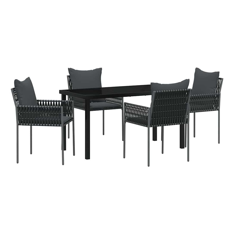 Afuera Living 5 Piece Poly Rattan Garden Dining Set in Black