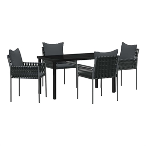 Afuera Living 5 Piece Poly Rattan Garden Dining Set in Black